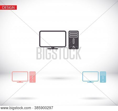 Pc Icon Vector. Simple Flaticon. Perfect Black Pictogram Illustration On A White Background.