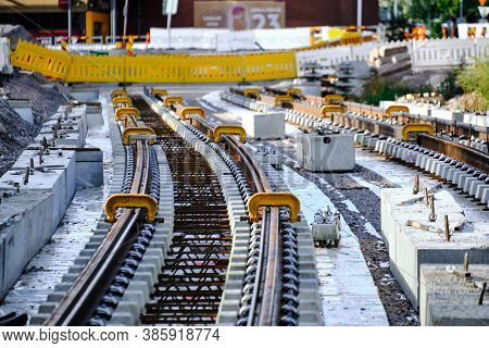 Helsinki, Finland - September 13, 2020: The New Jokeri Light Rail Is Under Construction.