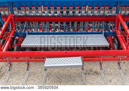 Seed Drill Device Sows Seeds For Crops In Soil