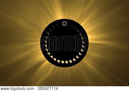 Total Solar Eclipse Phases. Composite Solar Eclipse.