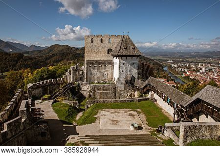 Medieval Old Castle In Celje City, Slovenia. Travel Outdoor Touristic Background