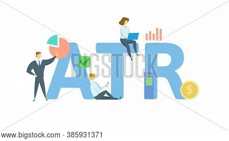 Atr, Average True Range. Concept With Keyword, People And Icons. Flat Vector Illustration. Isolated 