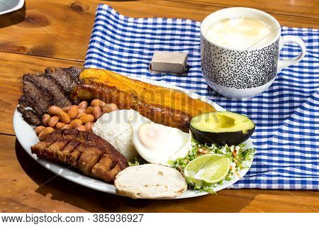 Tasty Paisa Tray; Typical Dish In The Region Of Antioqueña / Colombia.