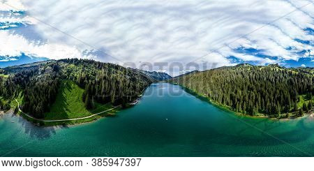 Alpine 360-degree Panoramic View From Drone