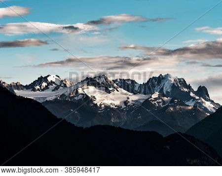 Alpine Mountain Peaks Covered With Snow, Near Mont Blanc, High Resolution
