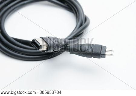 Digital Cable With Plugs Standard Dv, 1394 And Ilink On Isolated White Background