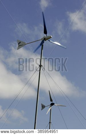 Nova Vicosa, Bahia / Brazil - Setembro 8, 2009: Small Wind Turbine Used In A Project To Collect Elec