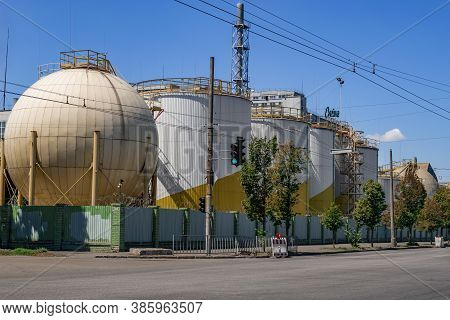 Dnipro, Ukraine - July 21, 2020: Oleina Edible Oil Factory In Dnipro - View From The Street. Urban C