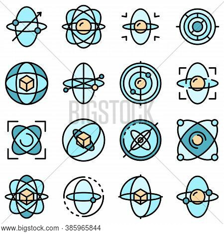 Gyroscope Icons Set. Outline Set Of Gyroscope Vector Icons Thin Line Color Flat On White