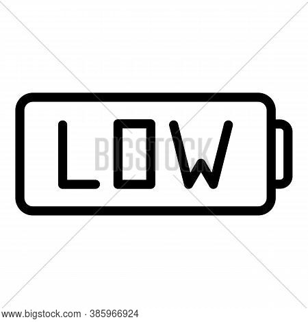 Low Car Battery Icon. Outline Low Car Battery Vector Icon For Web Design Isolated On White Backgroun