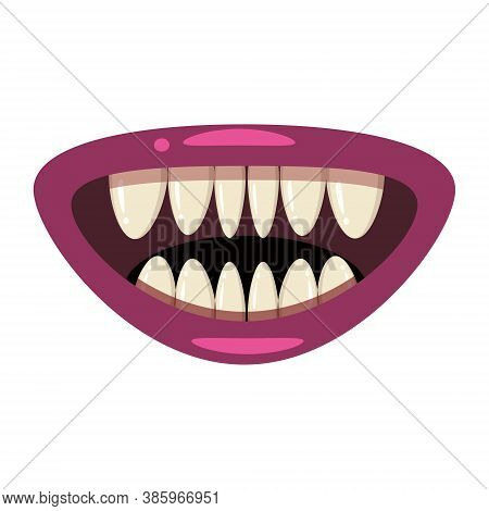 Monster Mouth Creepy And Scary. Funny Jaws Teeths Creatures Expression Monster Horror Saliva Slime. 