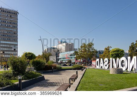 Novi Sad, Serbia - August 31, 2020: Gazprom - Nis Business Building Company Headquarters In Novi Sad