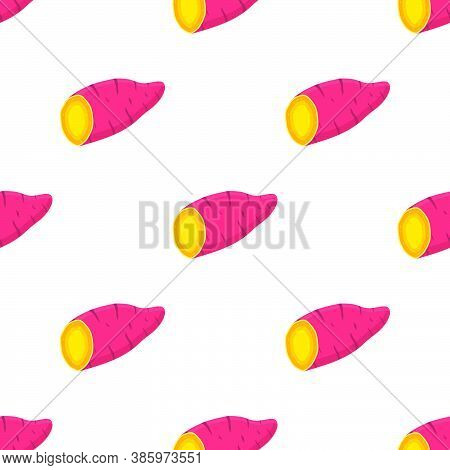 Illustration On Theme Of Bright Pattern Sweet Potato, Vegetable Yam For Seal. Vegetable Pattern Cons