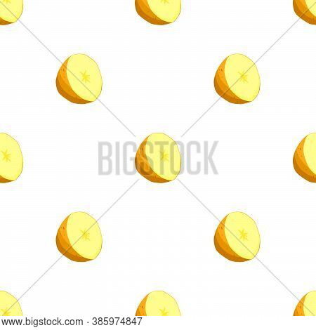 Illustration On Theme Of Bright Pattern Brown Potato, Vegetable Batat For Seal. Vegetable Pattern Co