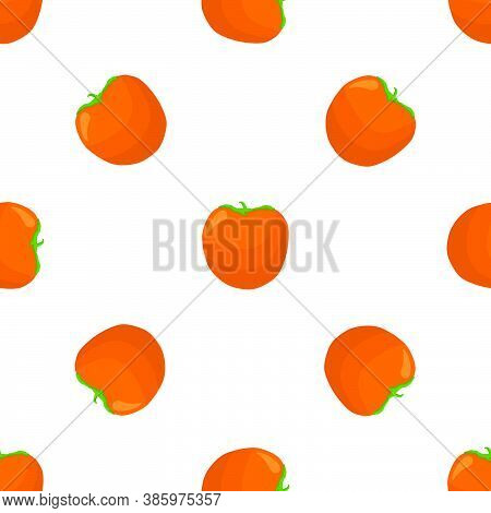 Illustration On Theme Big Colored Seamless Persimmon, Fruit Pattern For Seal. Fruit Pattern Consisti