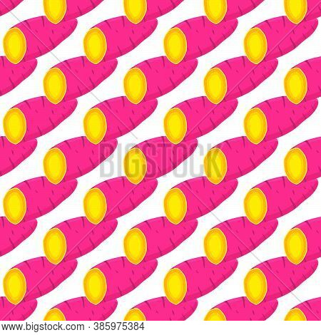 Illustration On Theme Of Bright Pattern Sweet Potato, Vegetable Yam For Seal. Vegetable Pattern Cons