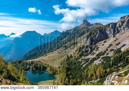 The Bordaglia Lake In A Colorful Autumn Day