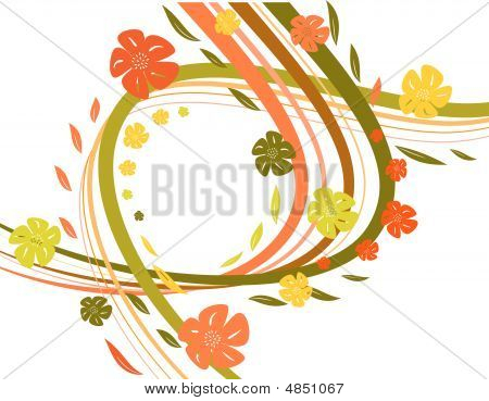 Abstract Background With Waves And Florets. Vector Illustration