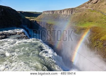 Gullfoss (cascate d'oro) è una cascata situata nell'Islanda sud-occidentale. Gullfoss è una delle più pop