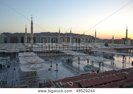 Nabawi Mosque in Medina at morning time