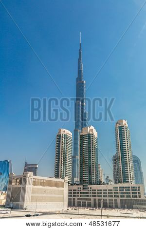 Vista sul Burj Khalifa, Dubai, Emirati Arabi Uniti, di notte