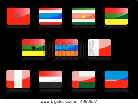 glossy Nationalflaggen auf die schwarz