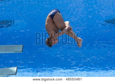 23 Lipca 2009; Rzym Włochy; Troy Dumais (USA) w ostatniej rundzie trampolina 3m mężczyzn 