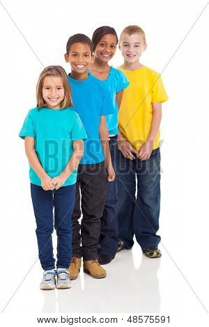 happy multiracial young children isolated on white