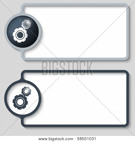 Set Of Two Abstract Text Frame With Cogwheels