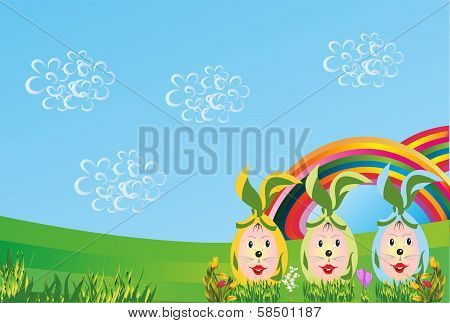 Bunnies - Easter eggs,