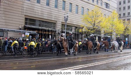 Riot Police on Horses and Bikes