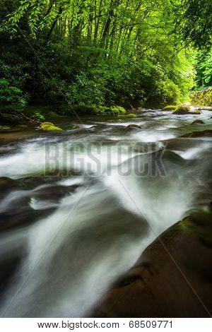 Cascades In The Oconaluftee River, At Great Smoky Mountains National Park, North Carolina.