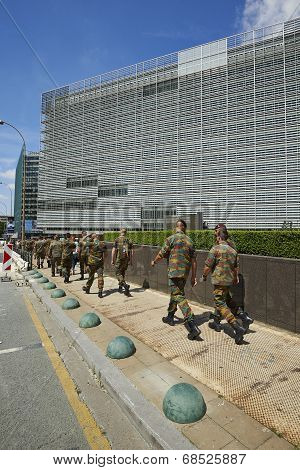 Some Militaries Ready For A Meeting At Berlaymont Office