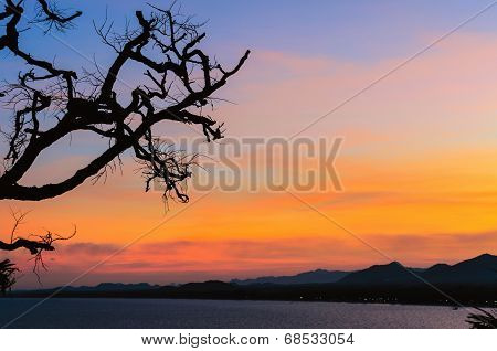 Sunset Over The Sea On Mountain