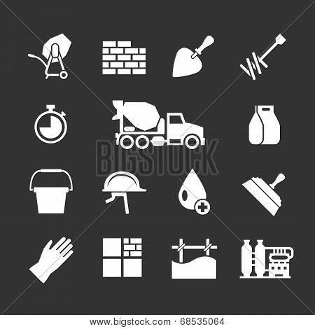 Set Icons Of Cement And Concrete