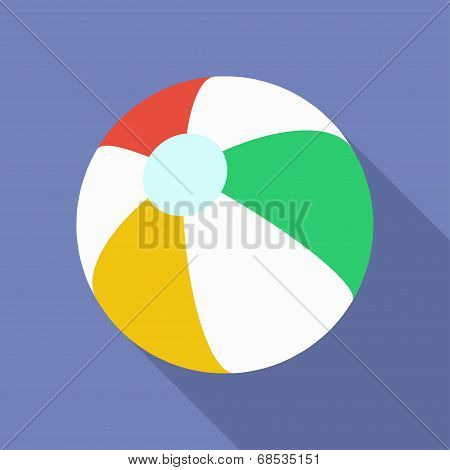 Beach Ball icon. Modern Flat style with a long shadow