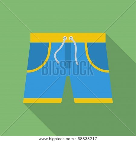 Shorts icon. Modern Flat style with a long shadow