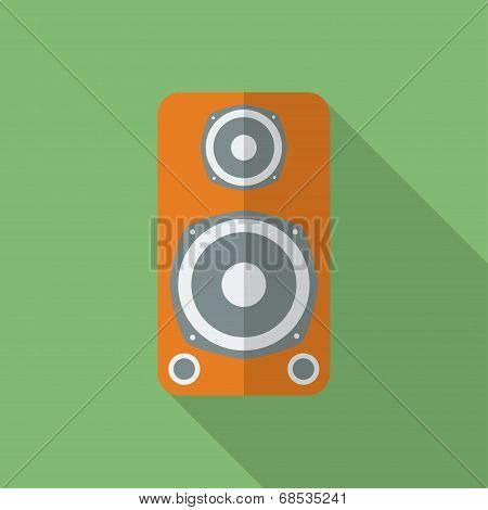 Speaker icon. Modern Flat style with a long shadow