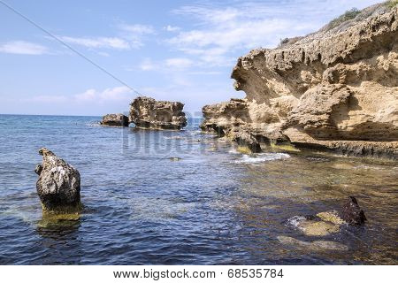 Coast And Cliffs With A Sunny Day