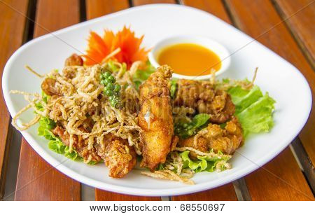 deep fried fish with herbs