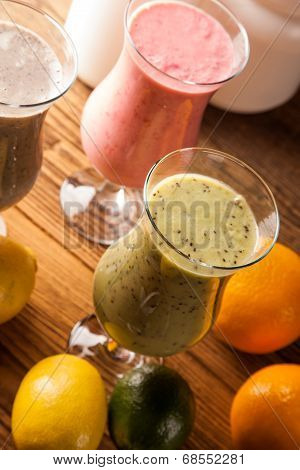 Healthy Diet, Protein Shakes And Fruits