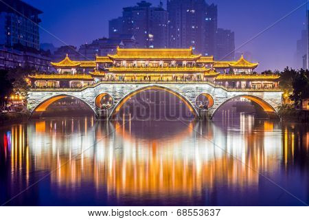 Chengdu, Sichuan, China at Anshun Bridge.