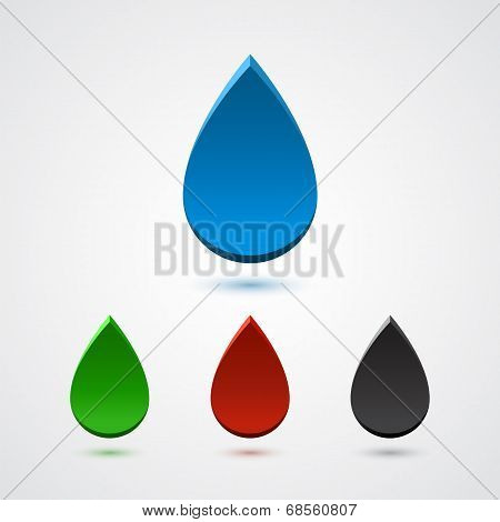 Set of abstract 3d colorful drops