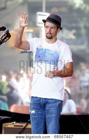 NEW YORK-JUL 18: Recording artist Jason Mraz performs in concert at NBC's 'Today Show' at Rockefeller Plaza on July 18, 2014 in New York City.
