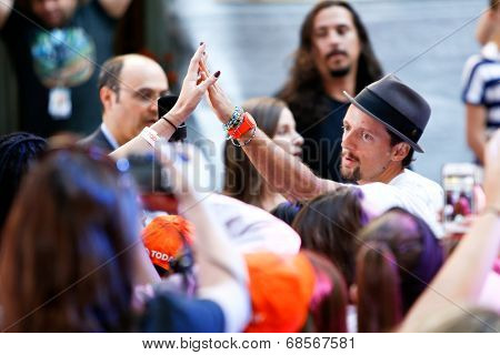 NEW YORK-JUL 18: Recording artist Jason Mraz performs in concert at NBC's 'Today Show' at Rockefeller Plaza on July 18, 2014 in New York City.