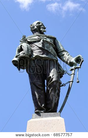 SANTA MARGHERITA TOWN, LIGURIA, ITALY - MAY 04: Monument to Vittorio Emanuele II, first king of a united Italy. The Italians gave him the epithet Father of the Fatherland, on May 04, 2014