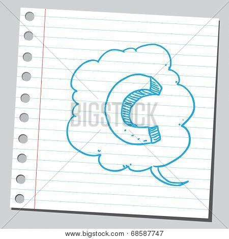 Letter C in comic bubble 