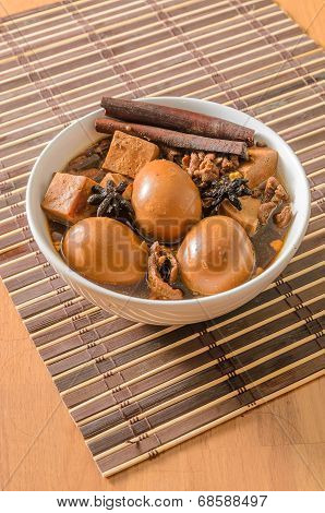 Eggs,tofu And Pork In Five Spices Brown Sauce