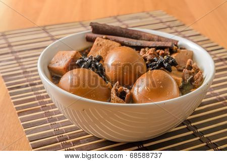 Eggs,tofu And Pork In Five Spices Brown Sauce
