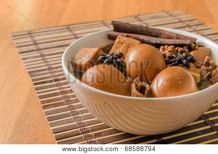 Eggs,tofu And Pork In Five Spices Brown Sauce